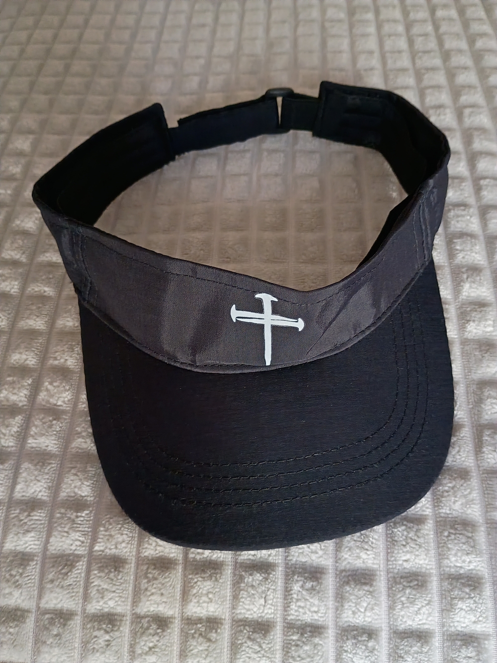 Black Cross Sun Visor Adjustable Christian Faith Hat Unisex NWOT